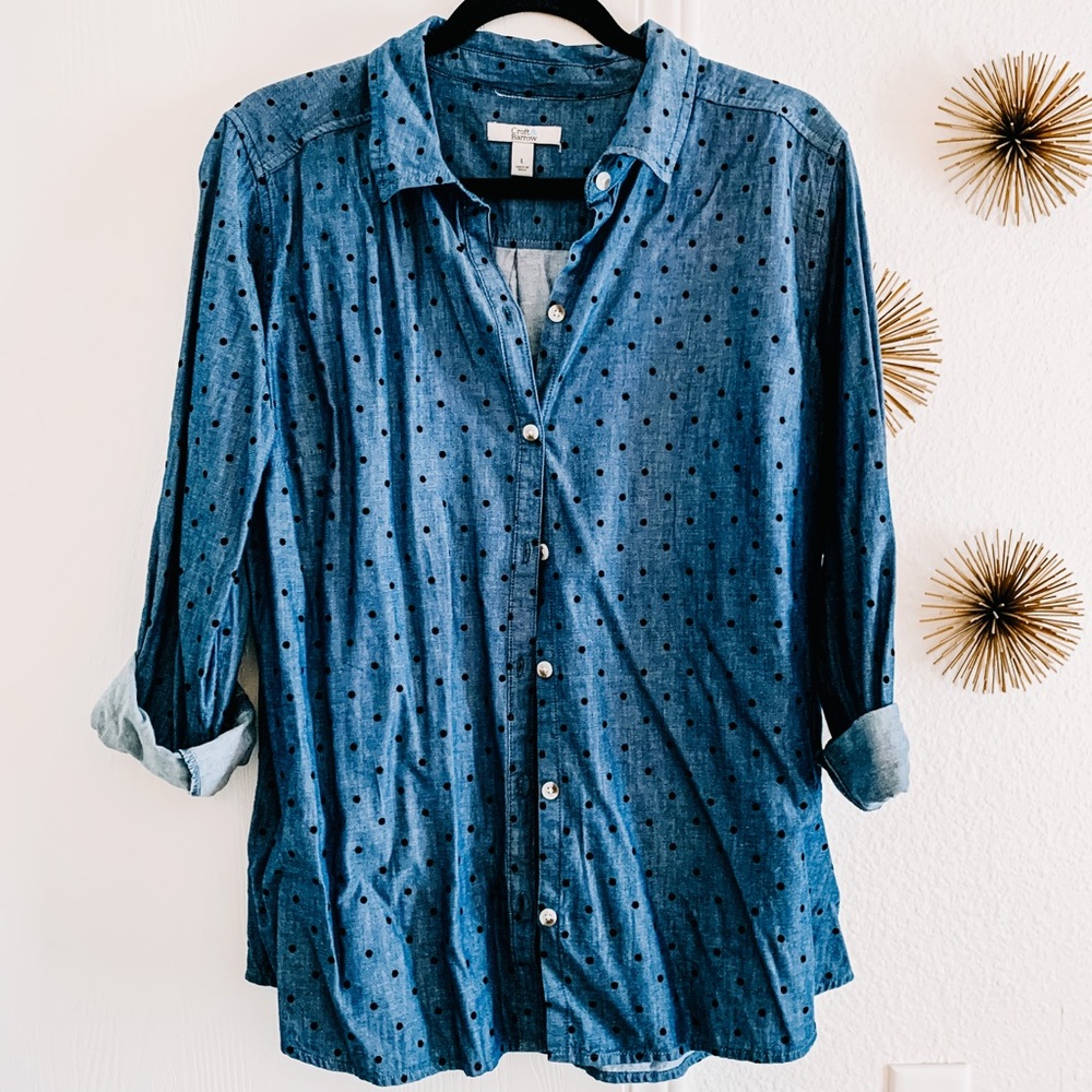 *SOLD*Polka Dot Denim Shirt